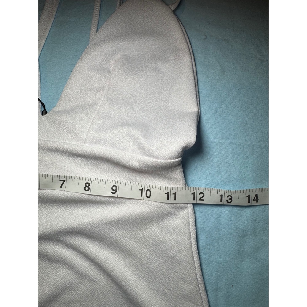 PrettyLittleThing White Fishtail Midi Dress V-Neck Double Strap Bodycon NEW - Picture 5 of 9